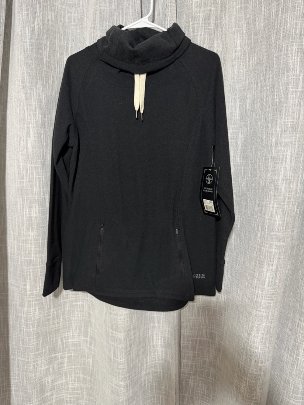 Women’s Black Cowl Neck Fleece Pullover Size M NWT Cozy Athleisure Lightweight